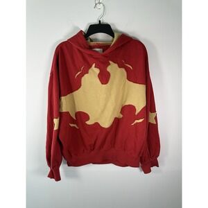 BDG Urban Outfitters Glenn Western Red Tan Star Applique Oversized Hoodie Small